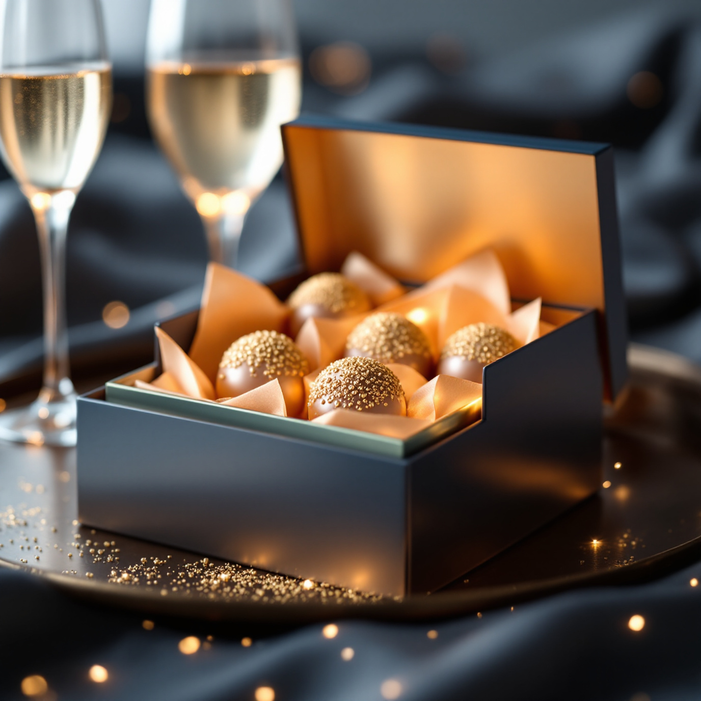 Champagne Truffle Box — celebratory styling