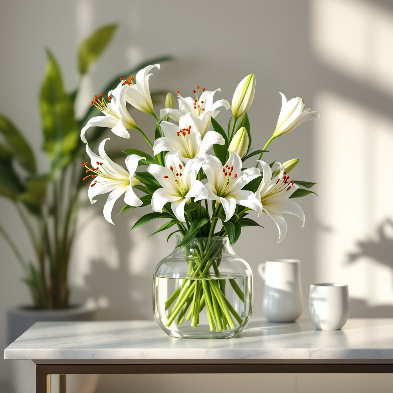 White Lily Elegance — in interior setting