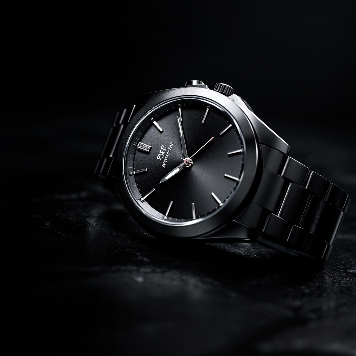 Midnight Steel Automatic — dramatic angle