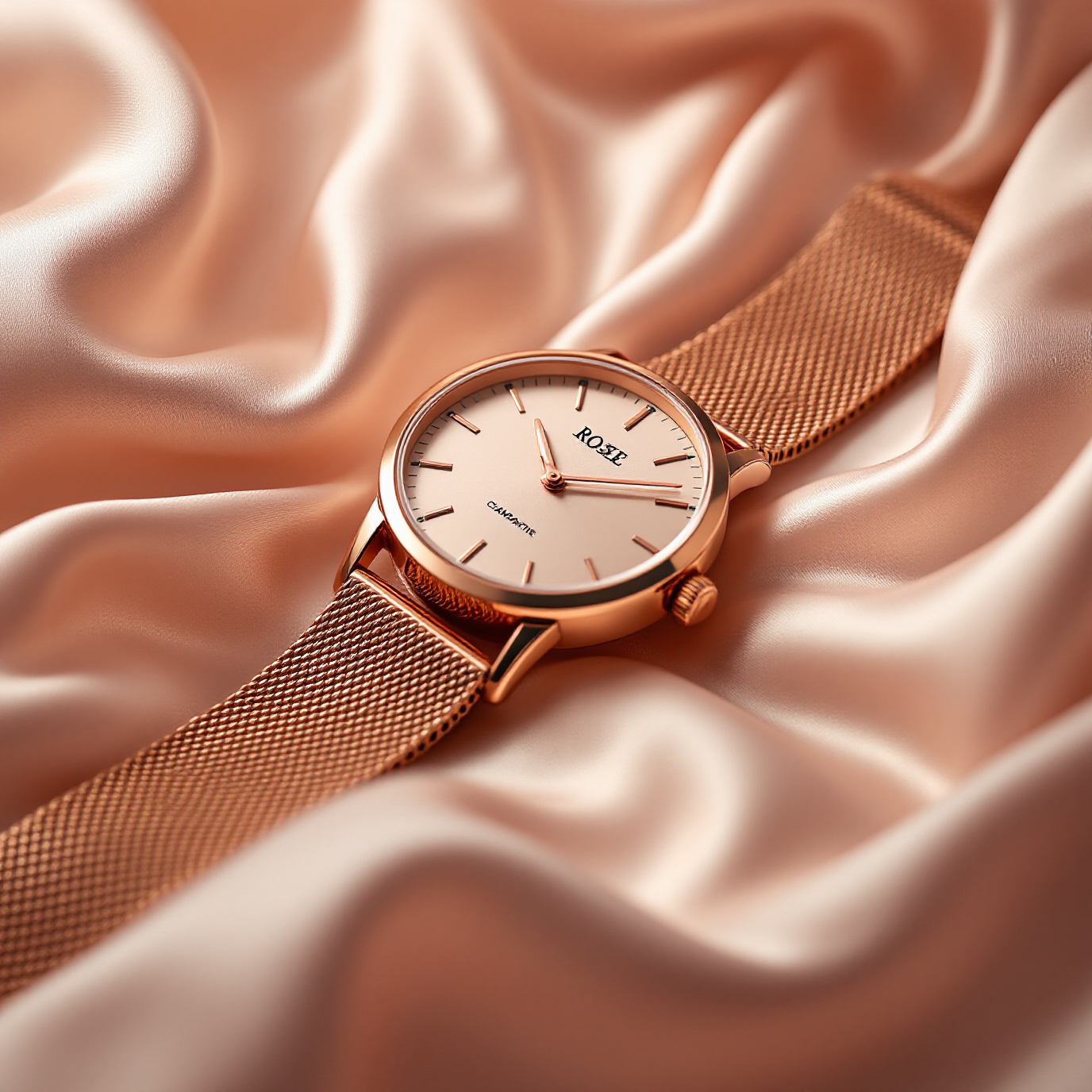 Rose Gold Elegance — on silk cloth